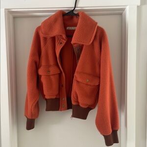 Free People Orange Sherpa Jacket